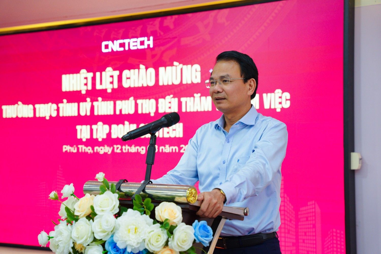 Đoàn công tác Thường trực Tỉnh ủy Phú Thọ đến thăm và kiểm tra việc triển khai dự án của CNCTech tại KCN Thăng Long 3 và KCN Nam Bình Xuyên Green Park